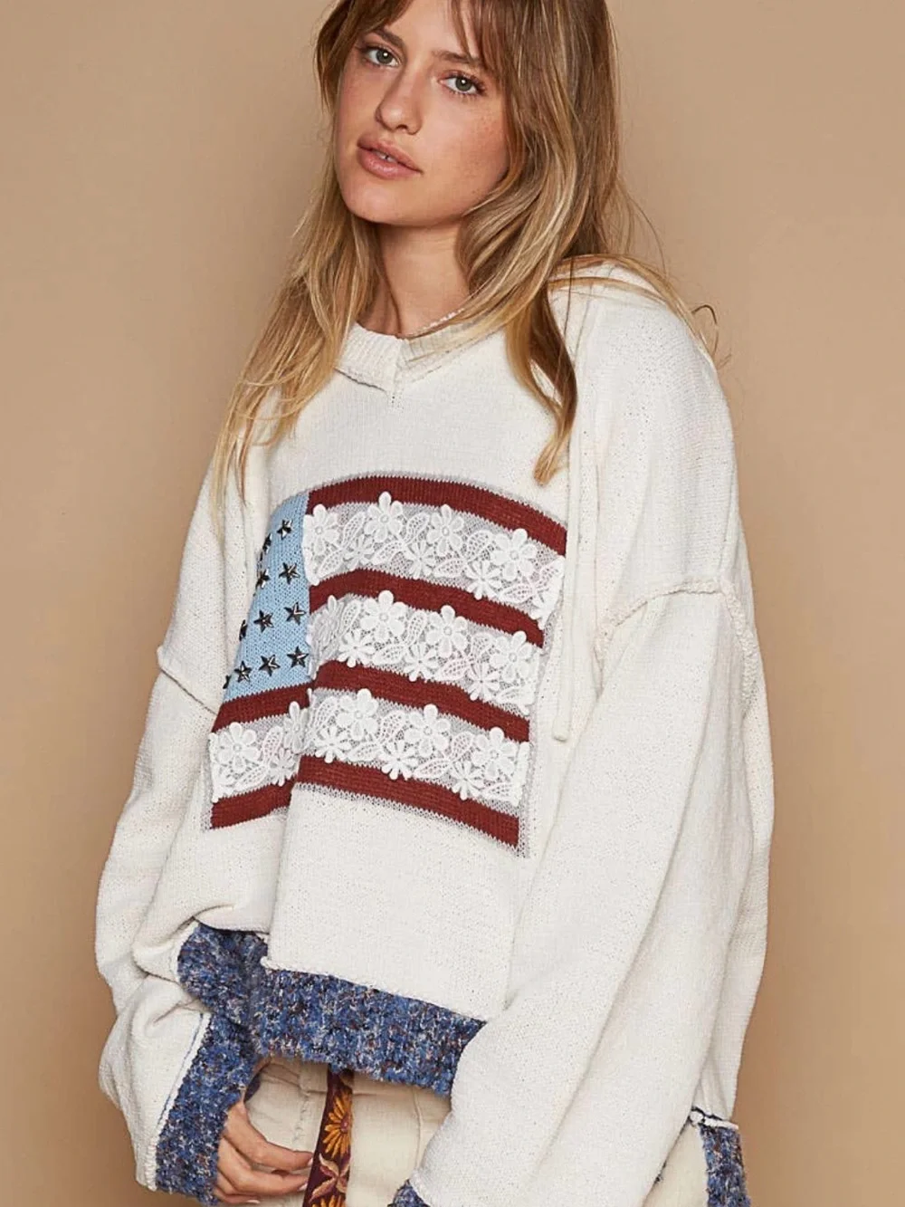 POL American Girl Flag Sweater - Size Medium - Picture 1 of 8